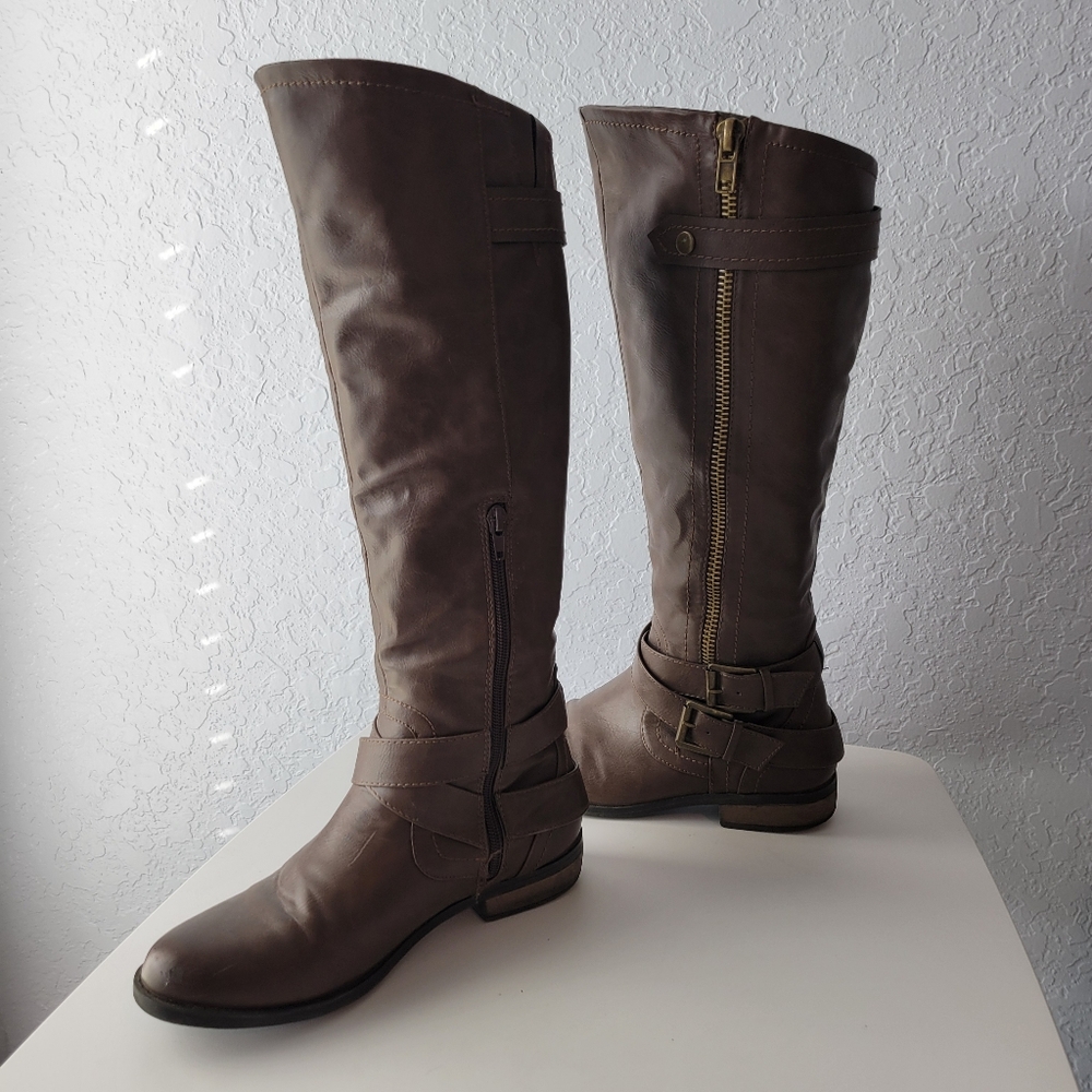 Rampage Women's Hansel Zipper and Buckle Knee- High Riding Boots SIZE 7 - Picture 2 of 14